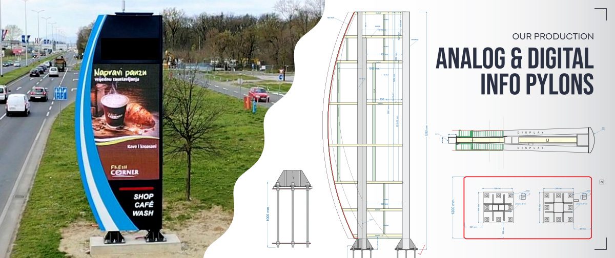 Digitale Infopilonen und Werbepylone